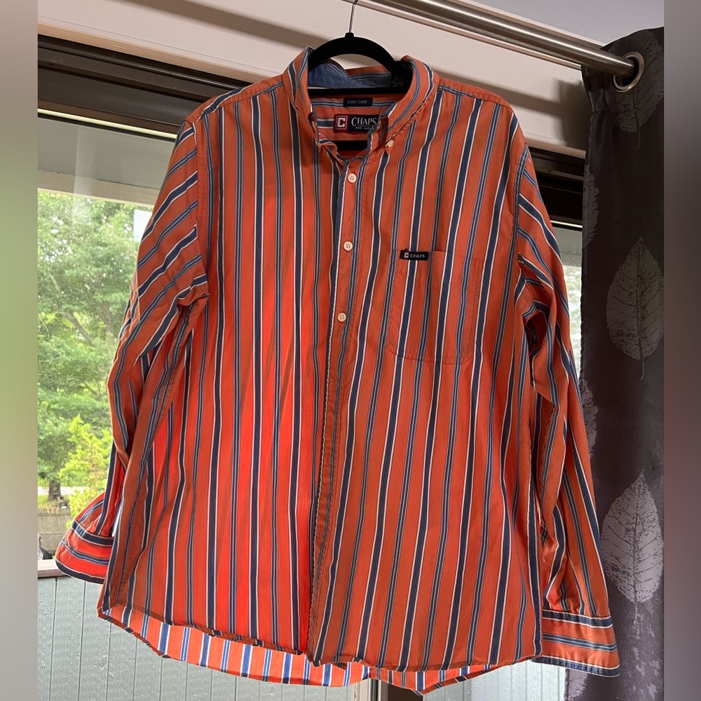 Chaps Men’s orange and blue stripped button up